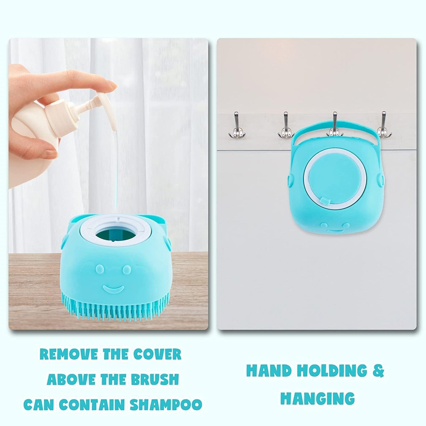 Dog Cat Bath Brush Soft Silicone Dog Rubber Bathing Brush Pet Grooming Shampoo Dispenser Brushes Puppy Cats Shower Hair Fur Grooming Cleaning Scrubber for Short Haired Dogs Cats Shower - Green