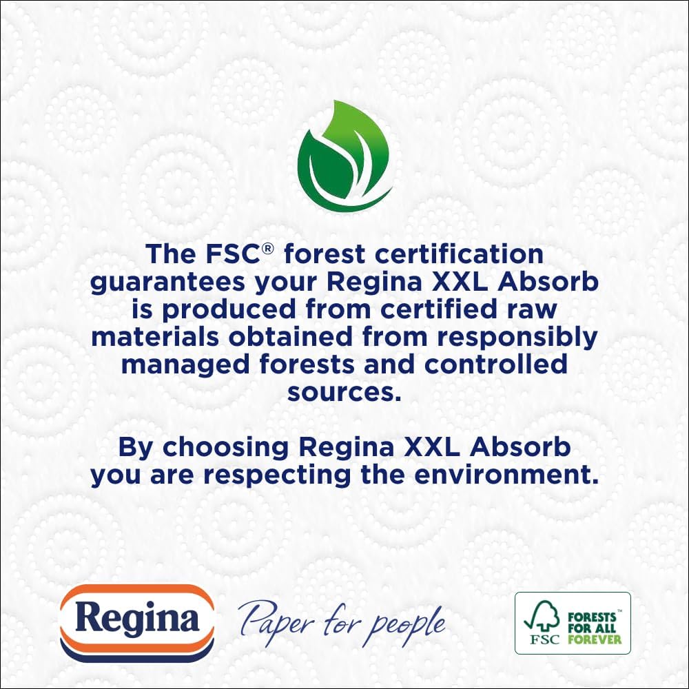 Regina XXL Absorb Kitchen Towels – 8 Rolls Per Pack, Super Absorbent 2-ply Kitchen Towels, 75 Sheets Per Roll, Extra-large Sheets, 50percent More Absorbent Than Previous XXL Products, Easy Open Pack