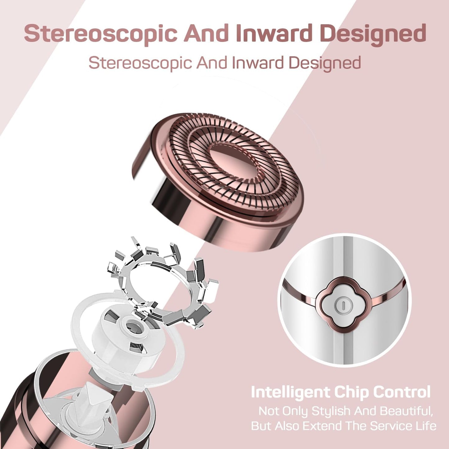 Facial Hair Remover for Women – Painless Epilator with 2 Replacement Heads – Gentle Hair Removal for Lip, Mustache, and Chin