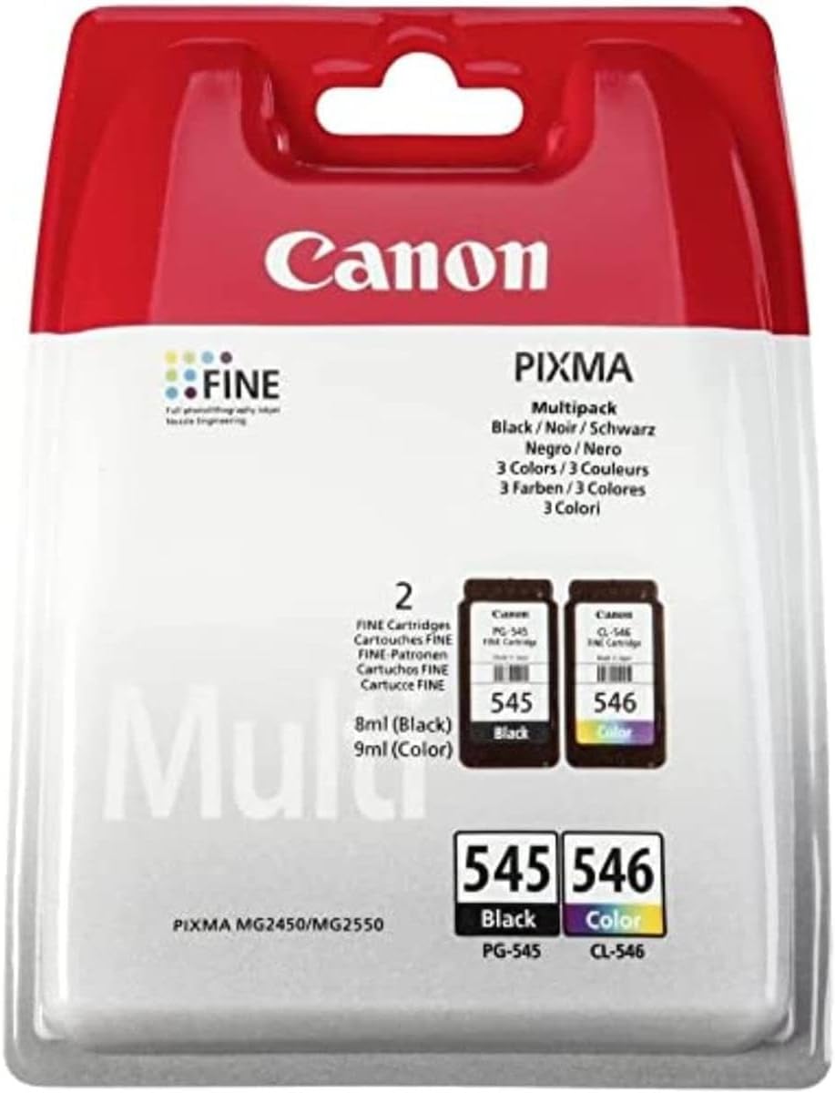 Canon PG-545 + CL-546 BK/C/M/Y Genuine Ink Cartridge Plastic Multipack - PIXMA Printer Compatible