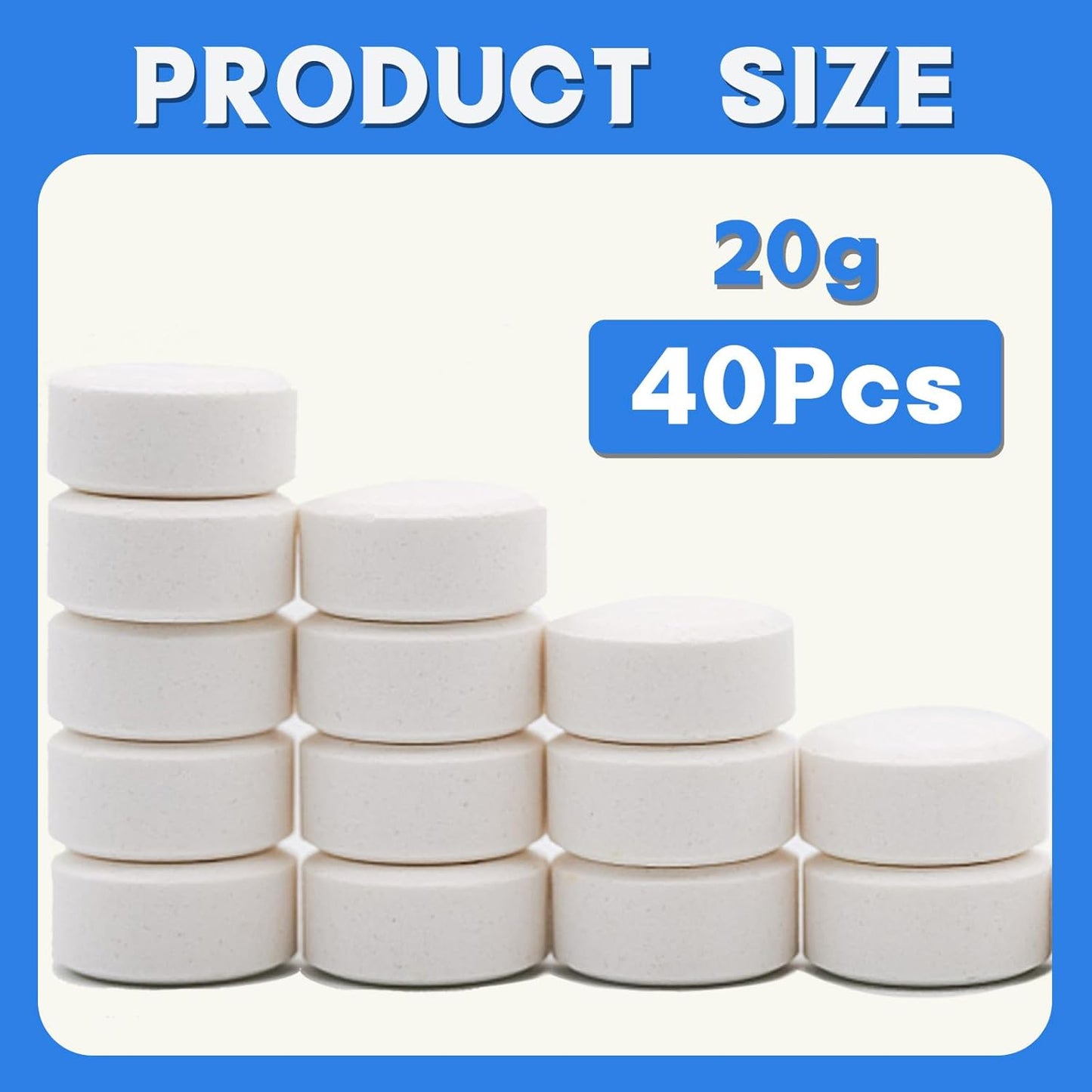 Chlorine Tablets for Hot Tub, 40 * 20g, 4-in-1 Dispenser Tablets for Swimming Pool Paddling Pool Spa Bathtubs