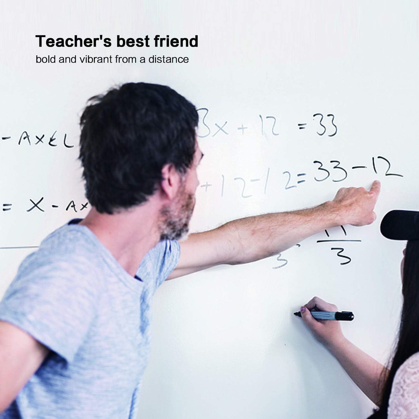 Volcanics Black Whiteboard Pens Dry Erase Marker with Low Odour Fine Tip Pack of 30