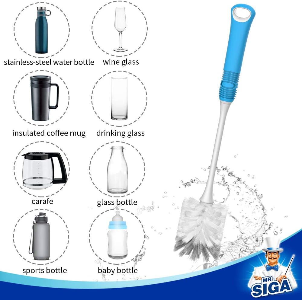 MR.SIGA Long Handle Bottle Brush, Bottle Cleaner Brush Head Size 5.5centimeter(2.2inch)