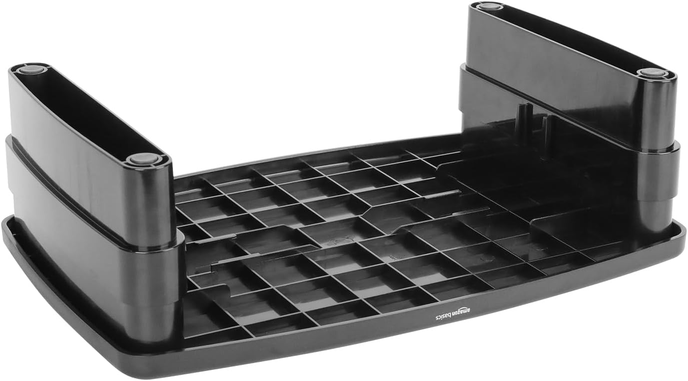 Rectangular Adjustable Computer Monitor Riser Desk Stand for Reduced Neck Strain, Fits Monitors, Laptops Up to 22lbs, Black