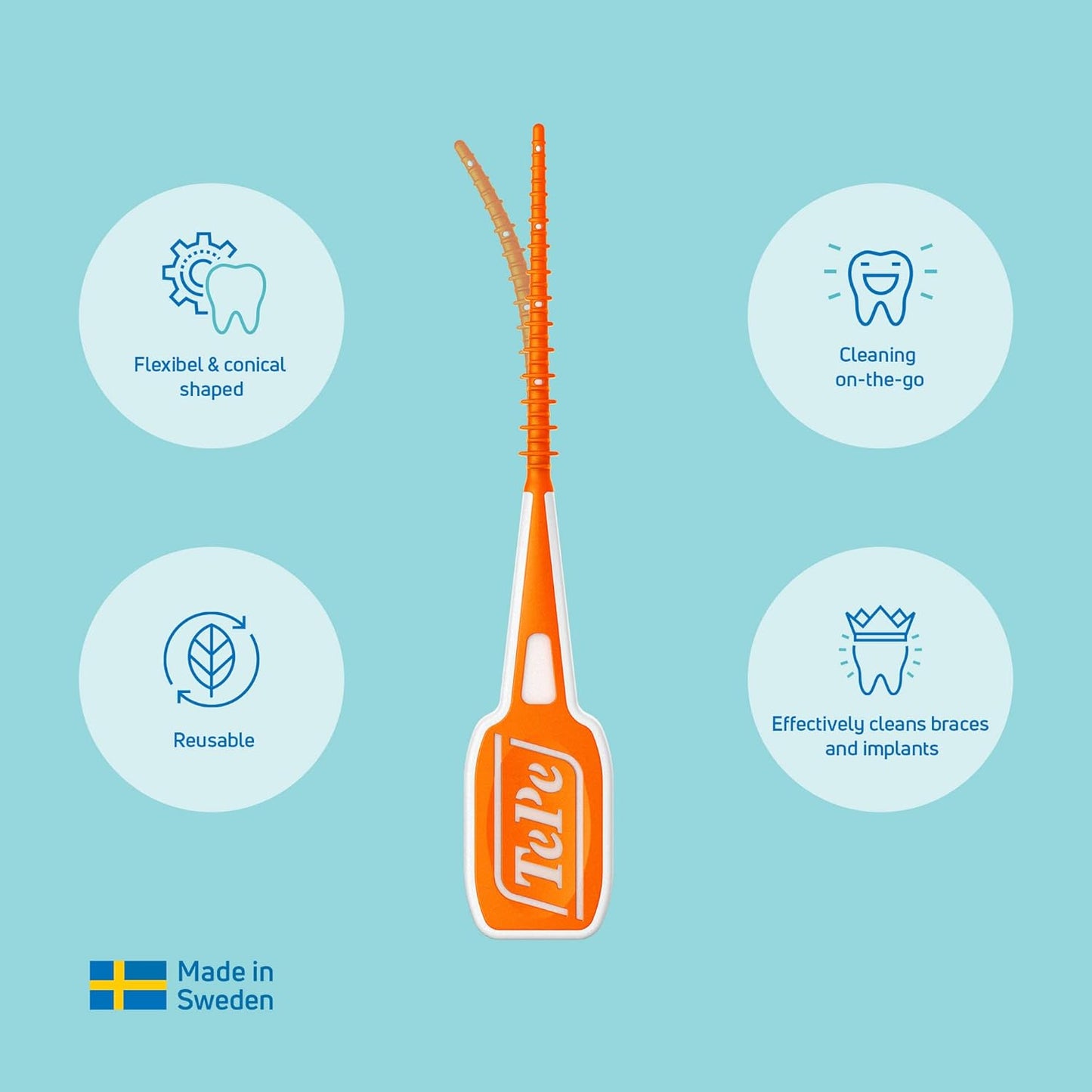 TePe EasyPick Toothpicks, Orange, ISO XS-S, 60pcs, Dental Plaque Removal Tool, efficient and Easy Cleaning Between The Teeth, toothpicks for Narrow Gaps