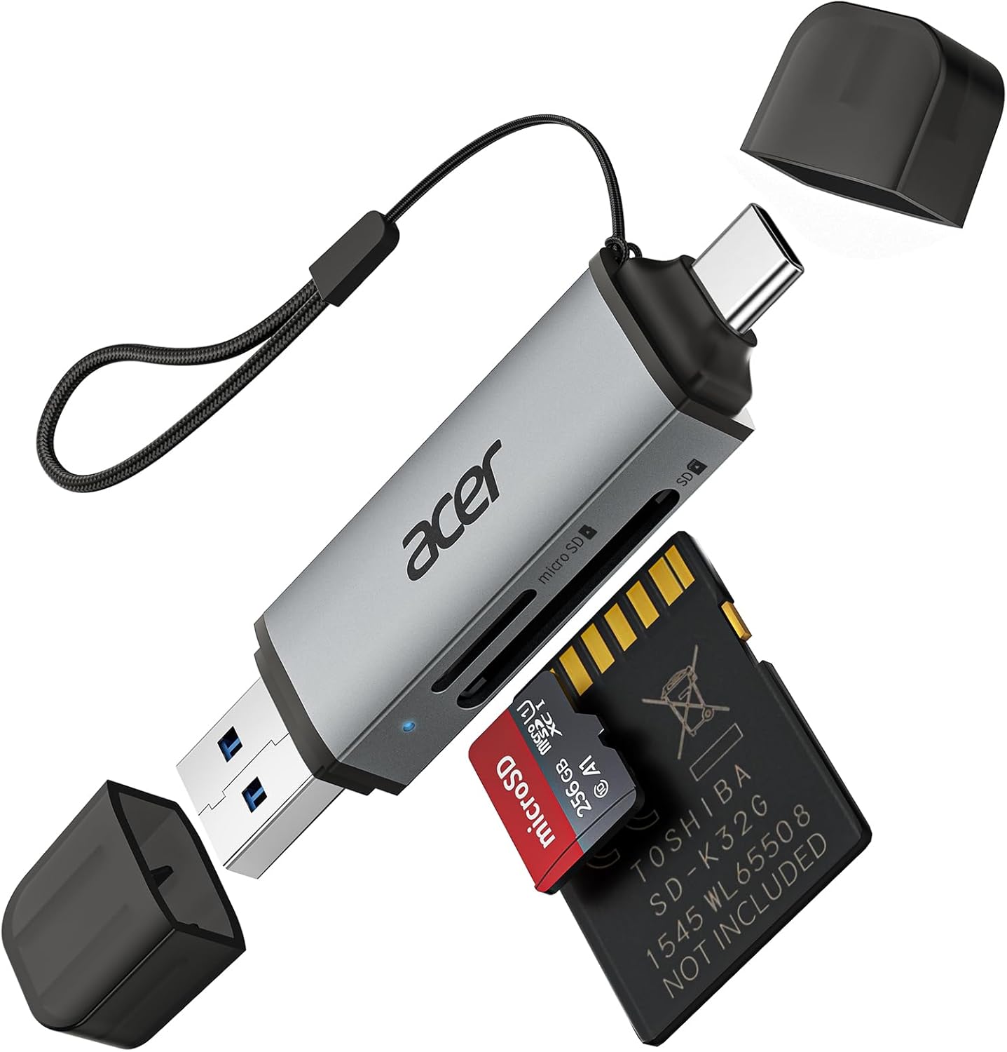 acer SD Card Reader, USB C & USB 3.0 Memory Card Reader Adapter Supports SD/Micro SD/SDHC/SDXC/MMC, Compatible with iPhone 15 Pro, MacBook Pro/Air, iPad Pro 2021, Galaxy S22, Pixel, XPS 13, etc.