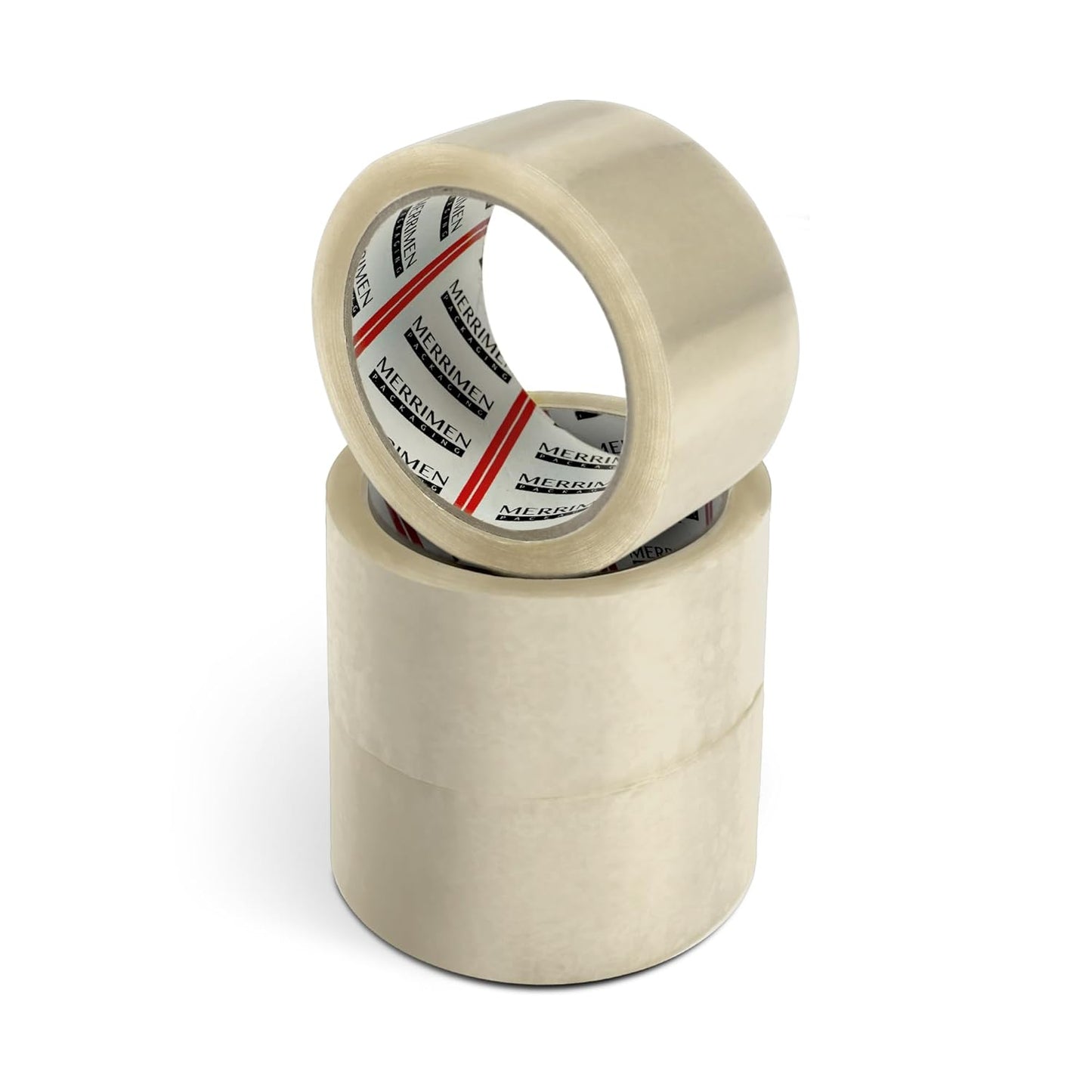 Merrimen Strong Heavy Duty Roll Pack Clear Packaging Tape | Secure Sticky Sealing Tape for Parcel Boxes, Moving Boxes, Large Postal Bags for long term storage | (48MM x 66M) (3 rolls, Clear)