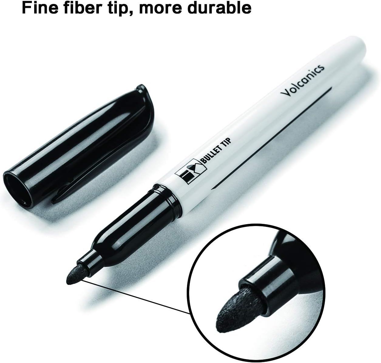 Volcanics Black Whiteboard Pens Dry Erase Marker with Low Odour Fine Tip Pack of 30