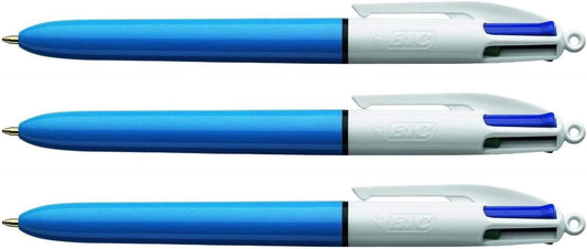 BIC 4 Colours Original Pens, Multi Coloured Pens All In One, Biro Pens, Medium 1.0mm, Green, Blue, Red, Black, 3 Pens Per Pack, 1 Pack