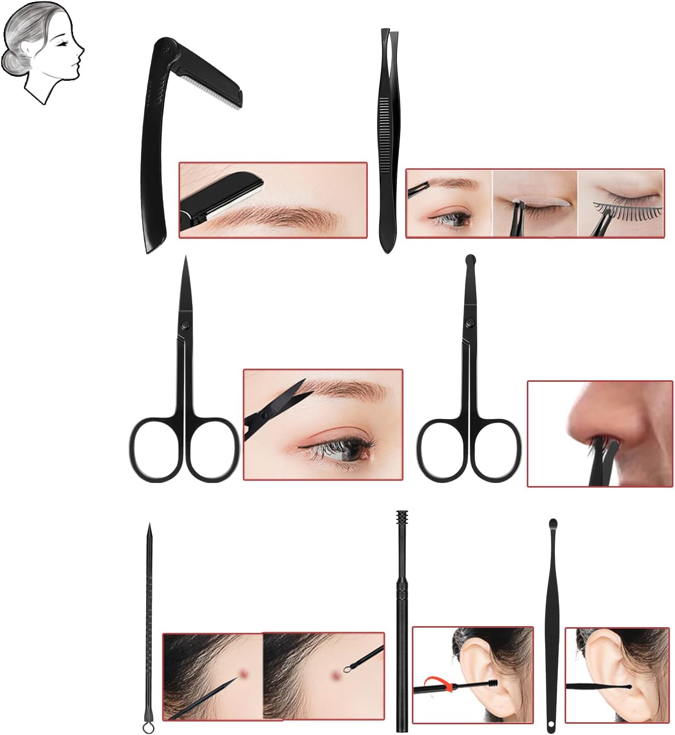 OWill Manicure Set, 18pcs Nail Clippers Pedicure Kit Nail Care Kit Manicure Professional Tools Gift for Men Women Friends and Parents (Black & Red)