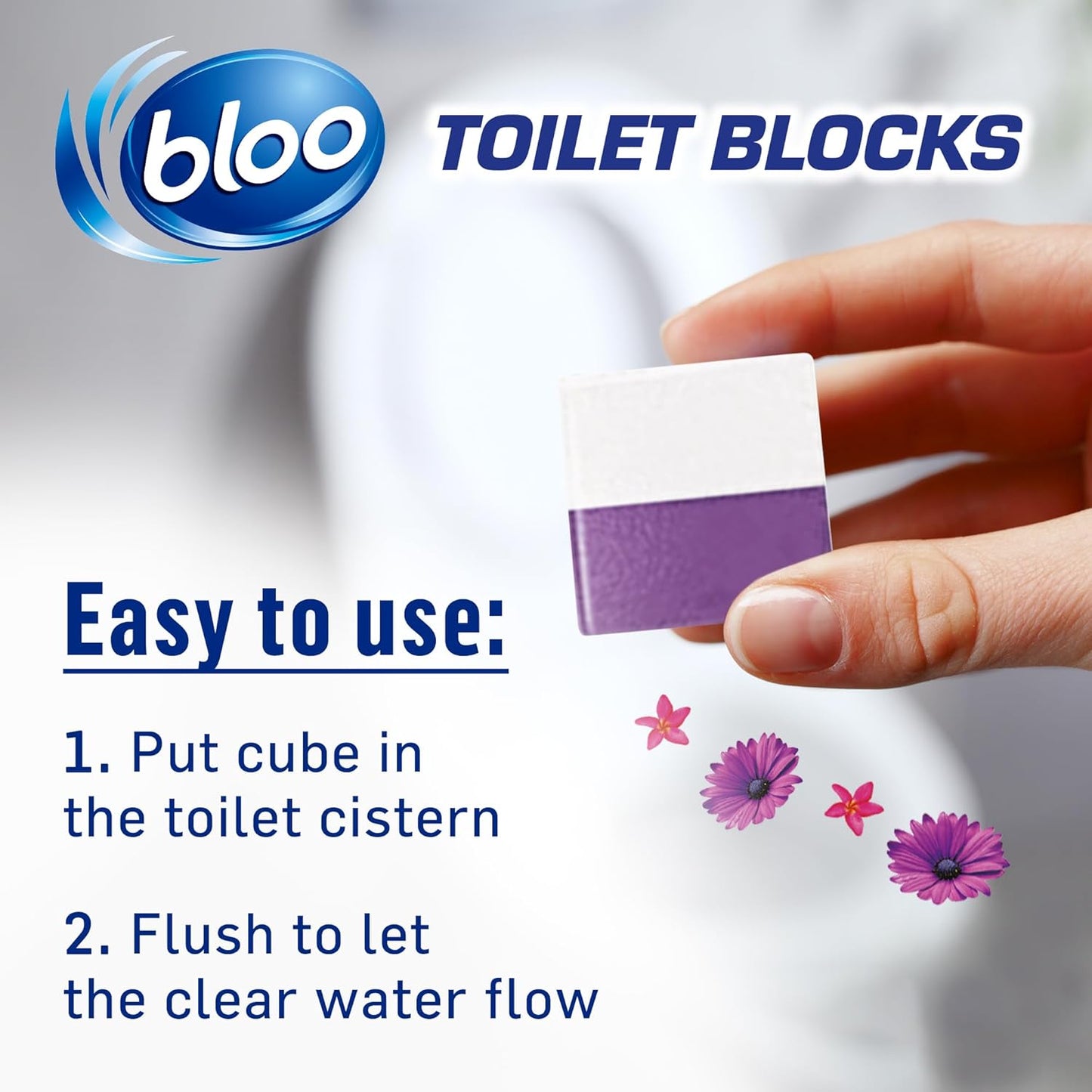 New Bloo Toilet Blocks, Pack of 2, Limescale Remover Cistern, Cleaner with Cleaning and Foaming Action, Fresheners – Fresh Flowers