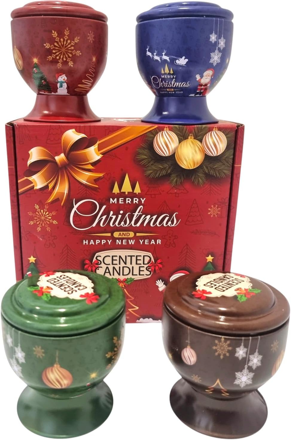 Christmas Scented Candle Gift Set for Women – 4 Pack Large 4oz Soy Wax Aromatherapy Candles in Decorative Metal Tins, Relaxing Xmas Gifts for Her, Mum, Birthday & Mother’s Day Present