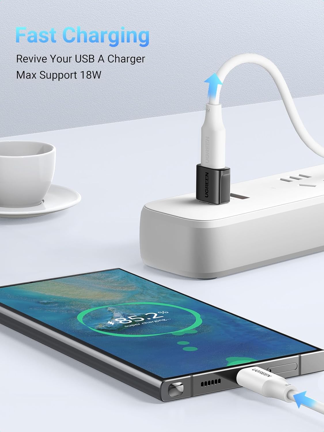 UGREEN USB C to USB Adaptor,Car Fast Charging Adapter,3 Pack 10Gbps Date Tansfer Type C Female to USB 3.0 Male Converter Compatible with iPhone 16/15, iPad Air/Mini, Apple Watch,Samsung Galaxy S24