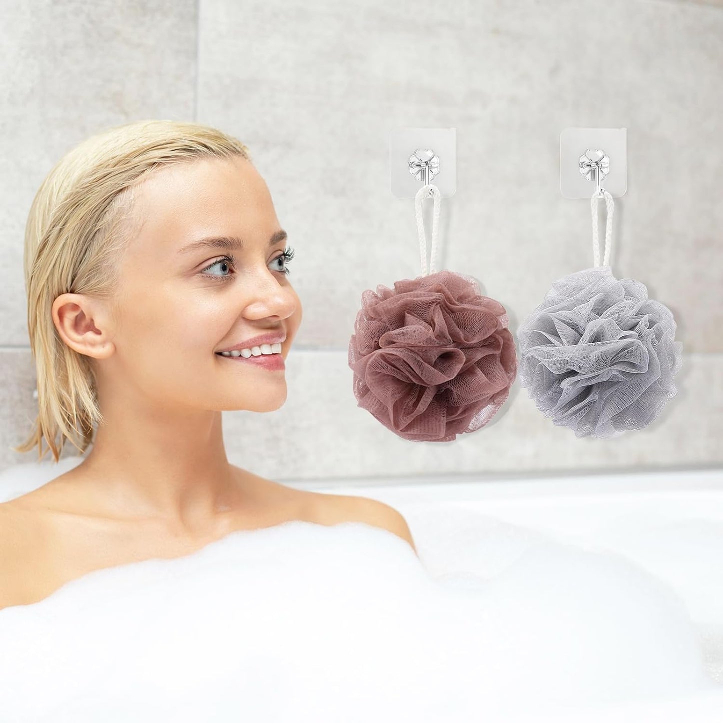 Tbestmax 4 Pack Mesh Pouf Bath Sponge - Mesh Loofah Body Exfoliating Shower Ball Shower Sponge