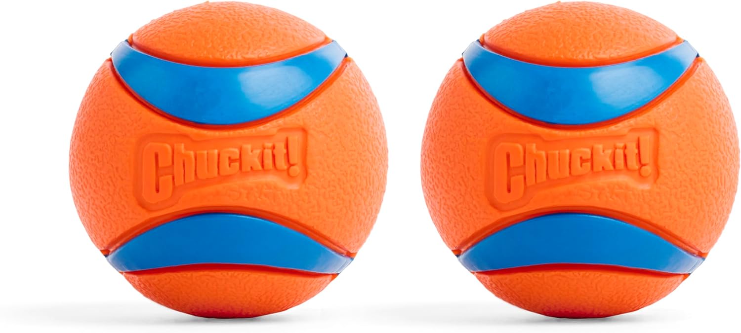 ChuckIt! Ultra Ball Dog Toy, Durable High Bounce Floating Rubber Dog Ball, Launcher Compatible Toy For Dogs, 2 Pack, Medium