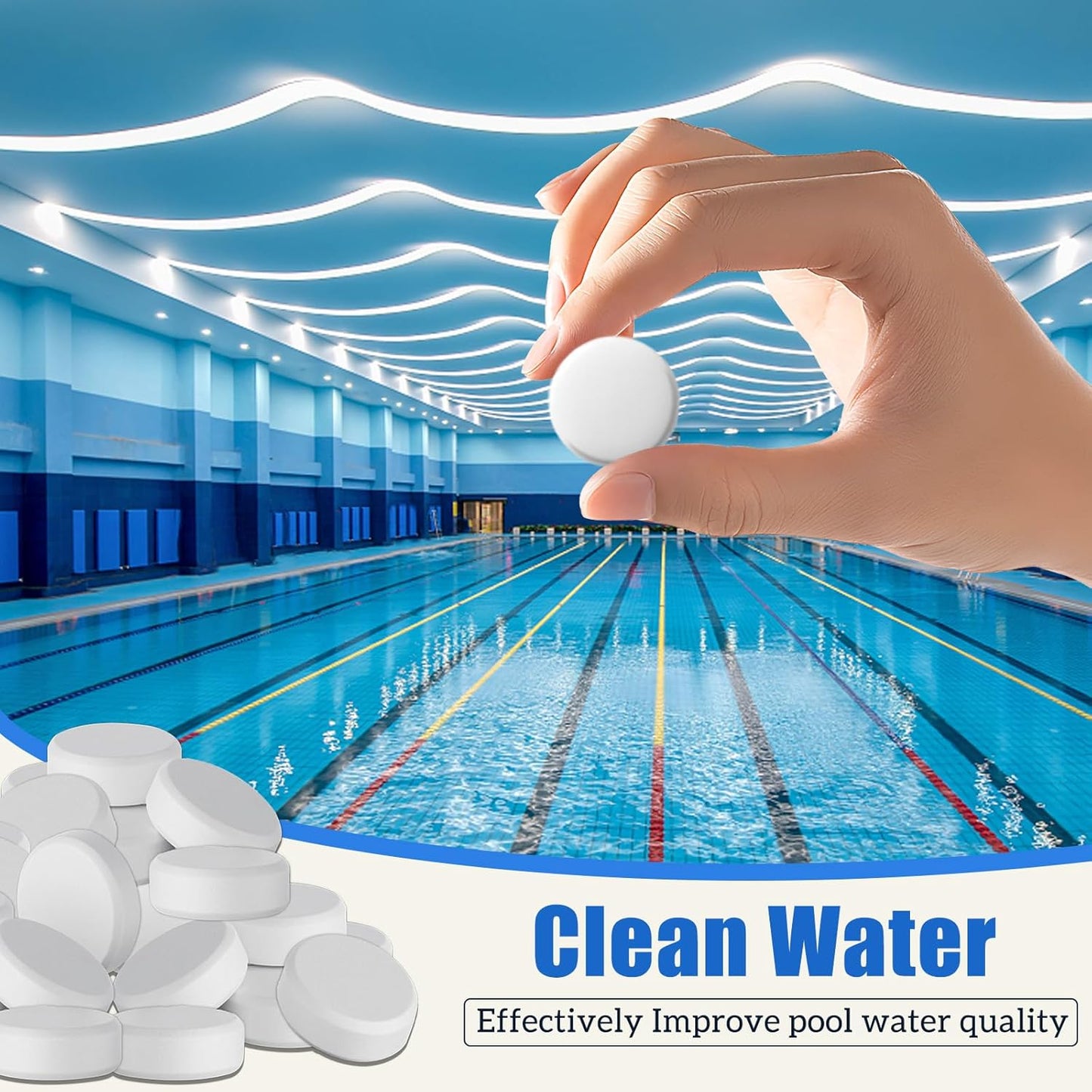 Chlorine Tablets for Hot Tub, 40 * 20g, 4-in-1 Dispenser Tablets for Swimming Pool Paddling Pool Spa Bathtubs