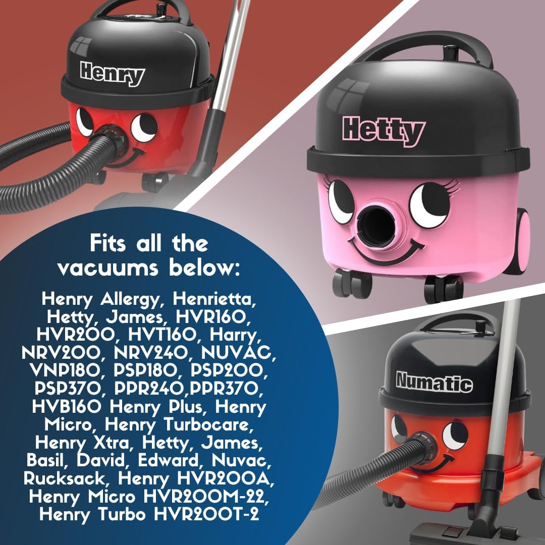 Avern Genuine Numatic Hepa-Flo Hoover Bags Henry Hetty NRV Vacuum Cleaner Dust Bags (Pack of 10 + 5 Freshener Sticks)