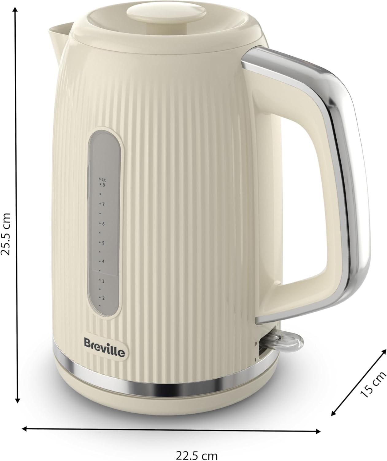 Breville Bold Vanilla Cream Electric Kettle – 1.7L Capacity | 3kW Fast Boil | Cream & Silver Chrome Finish [VKT223]