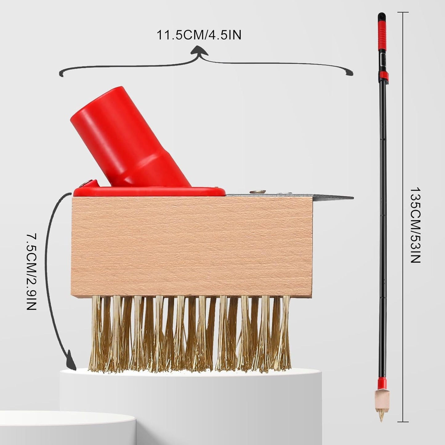 Mitclear Weed Remove Brush with Long Handle(53IN), Weed Remover Tool with V-shaped Wire Brush & Blade Scraper, Remove Weed & Moss from Block Paving Garden Path Patio Driveway (3 Brush Heads)