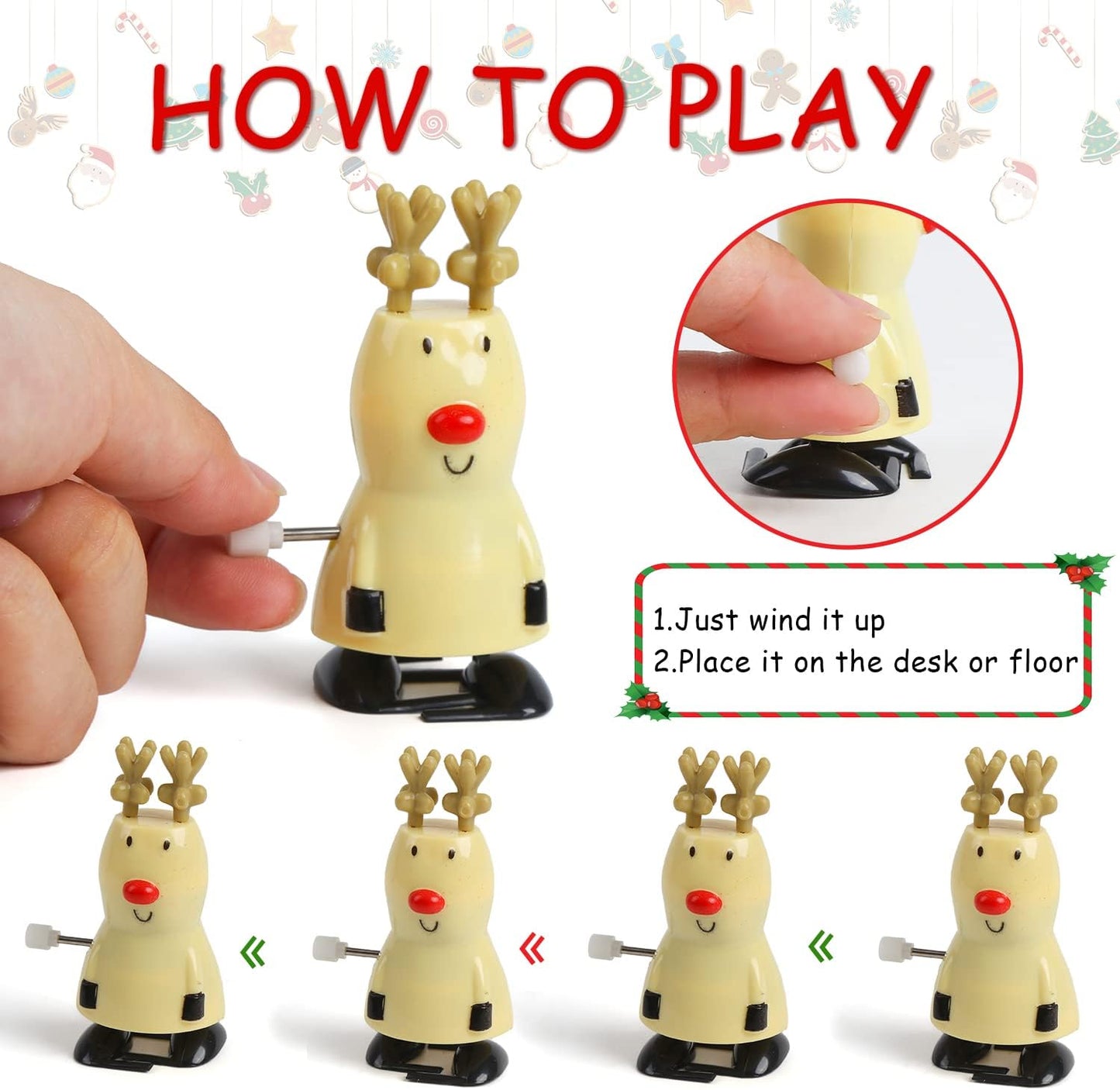 VEYLIN 8 Pack Christmas Wind Up Toy Assortments Christmas Stocking Stuffers Christmas Toys for Kids Party Bag Fillers