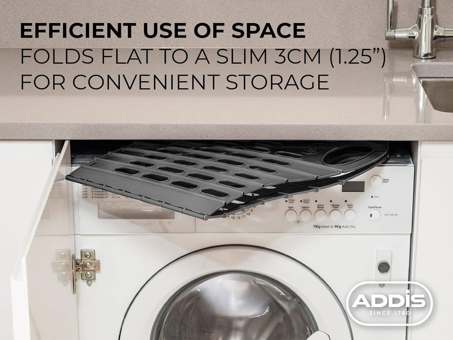 Addis Flat Easy Store Laundry Basket Hamper, Dark Grey, 38 Litre