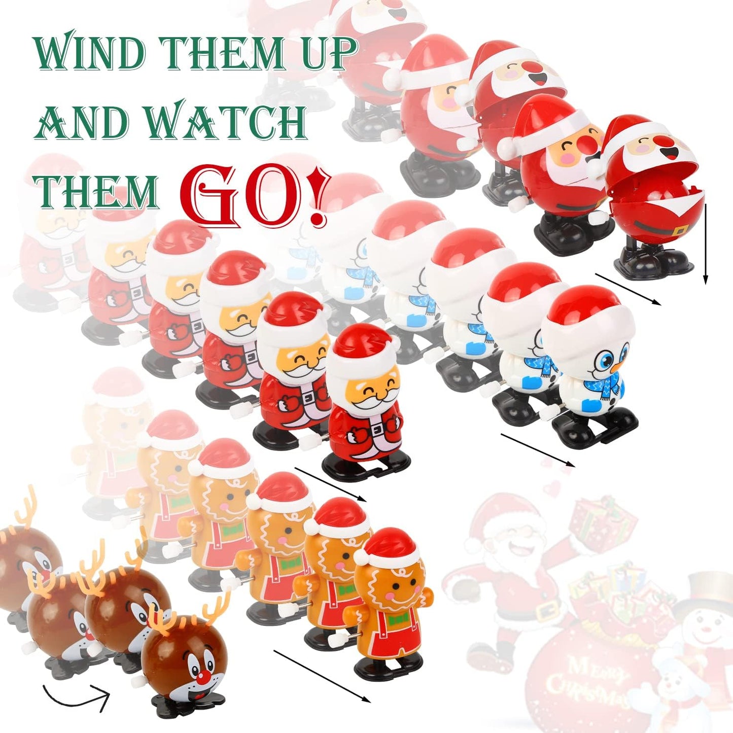 LOKIPA Christmas Wind Up Toys, 8 Pieces Assortments Christmas Clockwork Toys Xmas Stocking Stuffers for Kids Gifts