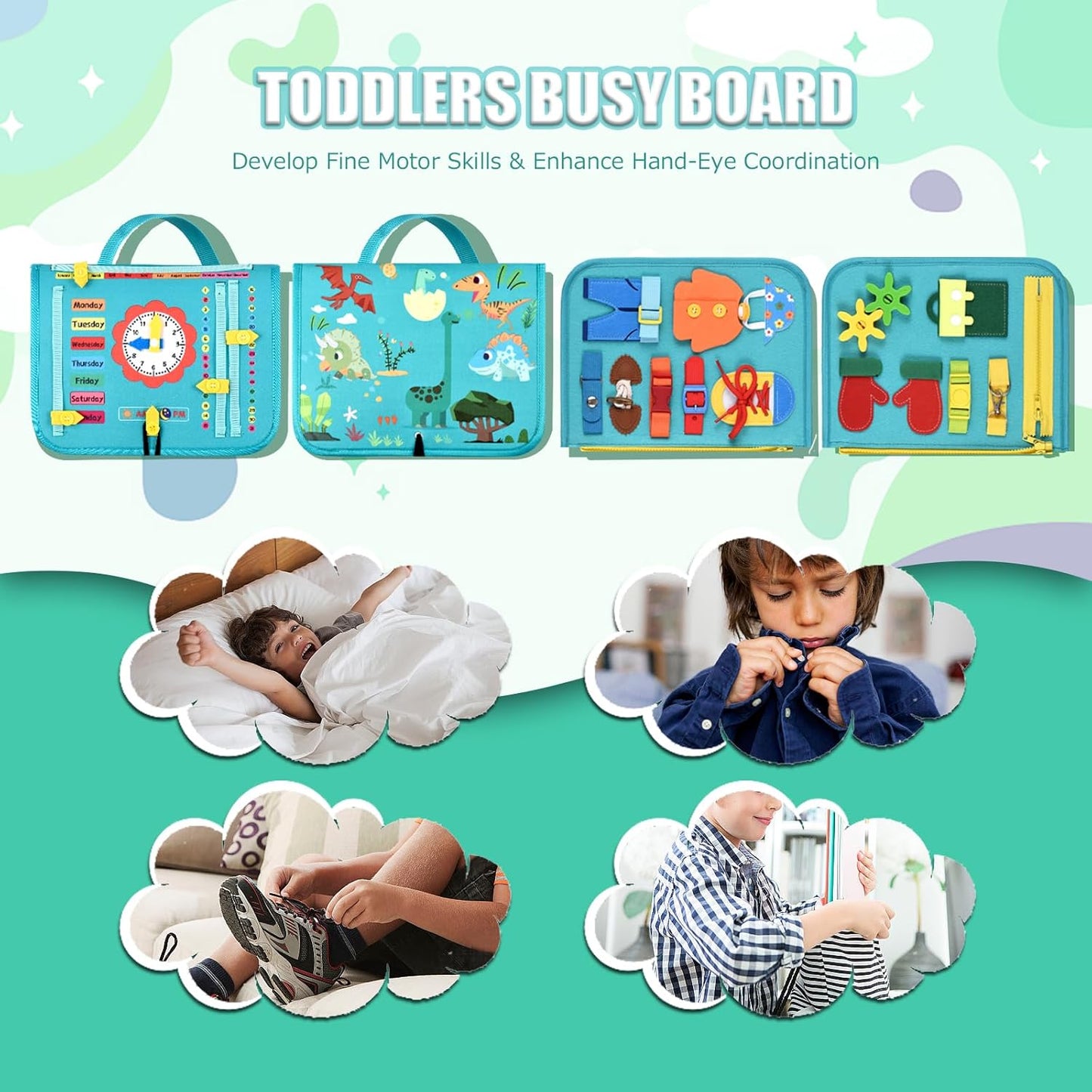 Busy Board Montessori Toys For 3 4 5 6 7 8 Year Old Girls Boys Sensory Toys For Toddlers Preschool Educational Learning Toys Activity Board For Fine Motor Skills Kids Gifts Airplane Car Toys