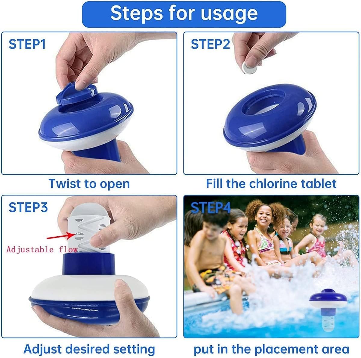 Floating Chlorine Dispenser for Hot Tub & Pool - Stretchable Tablet Dispenser (5 Inch)