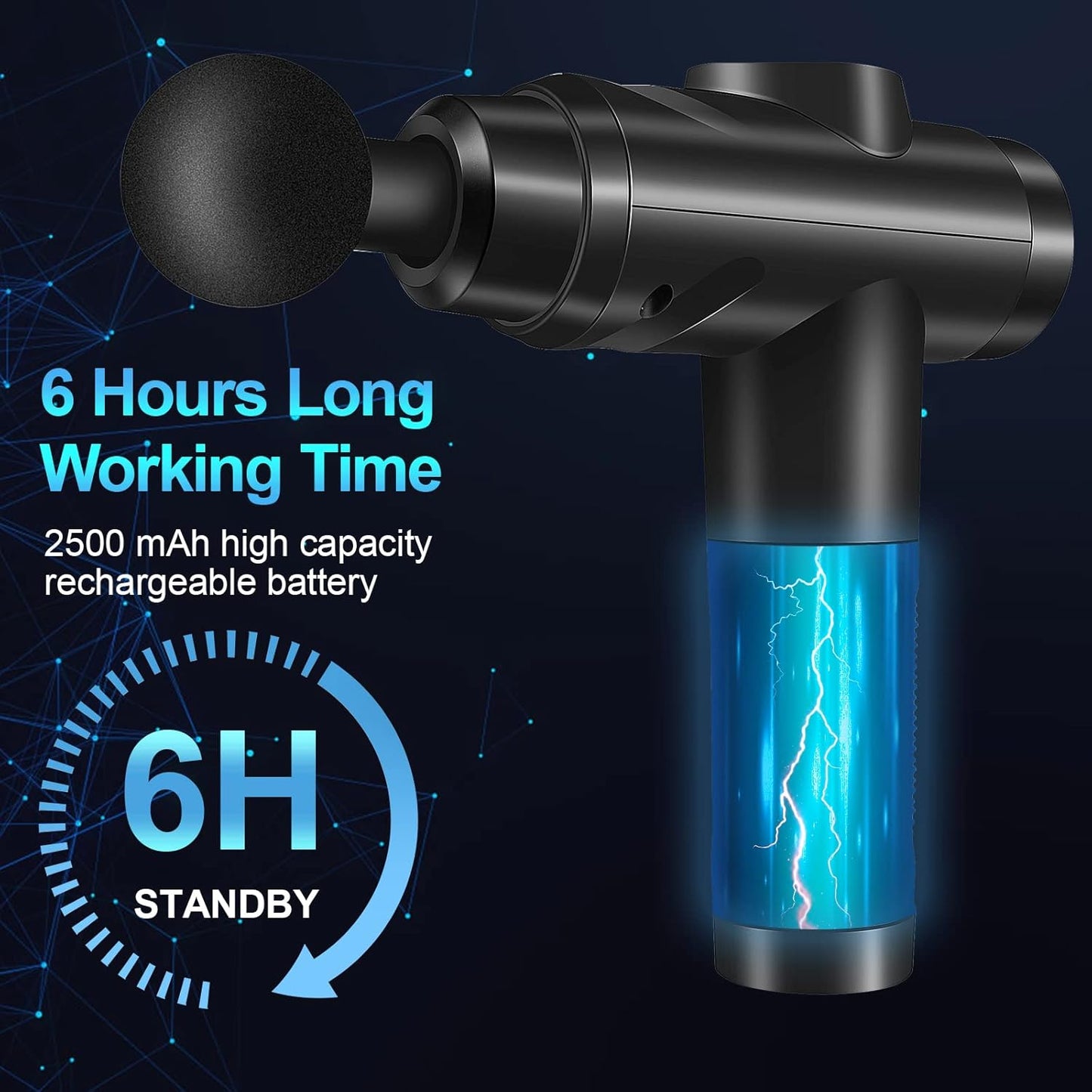 Massage Gun for Muscle Relaxation – 30-Speed Percussion Massager with LCD Touch Screen & 10 Attachment Heads – Quiet Operation for Shoulder, Back & Full Body (Black)