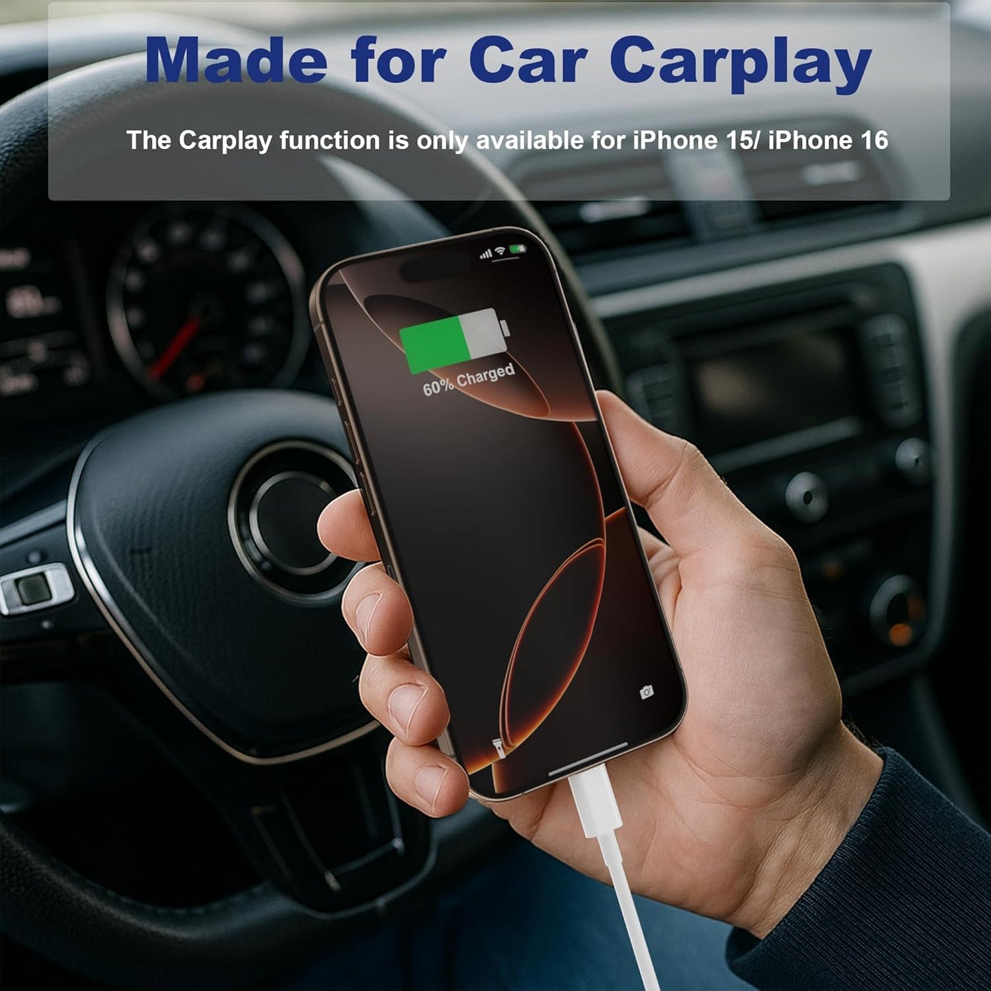 USB C Charger Cable 3Pack, USB A to USB C Cable 2M, Type C Charger Cable Fast Charging for iPhone 15 16/Plus/Pro/Pro Max, for Samsung Galaxy S22 S21 S8 S9 Note 10 9 - White