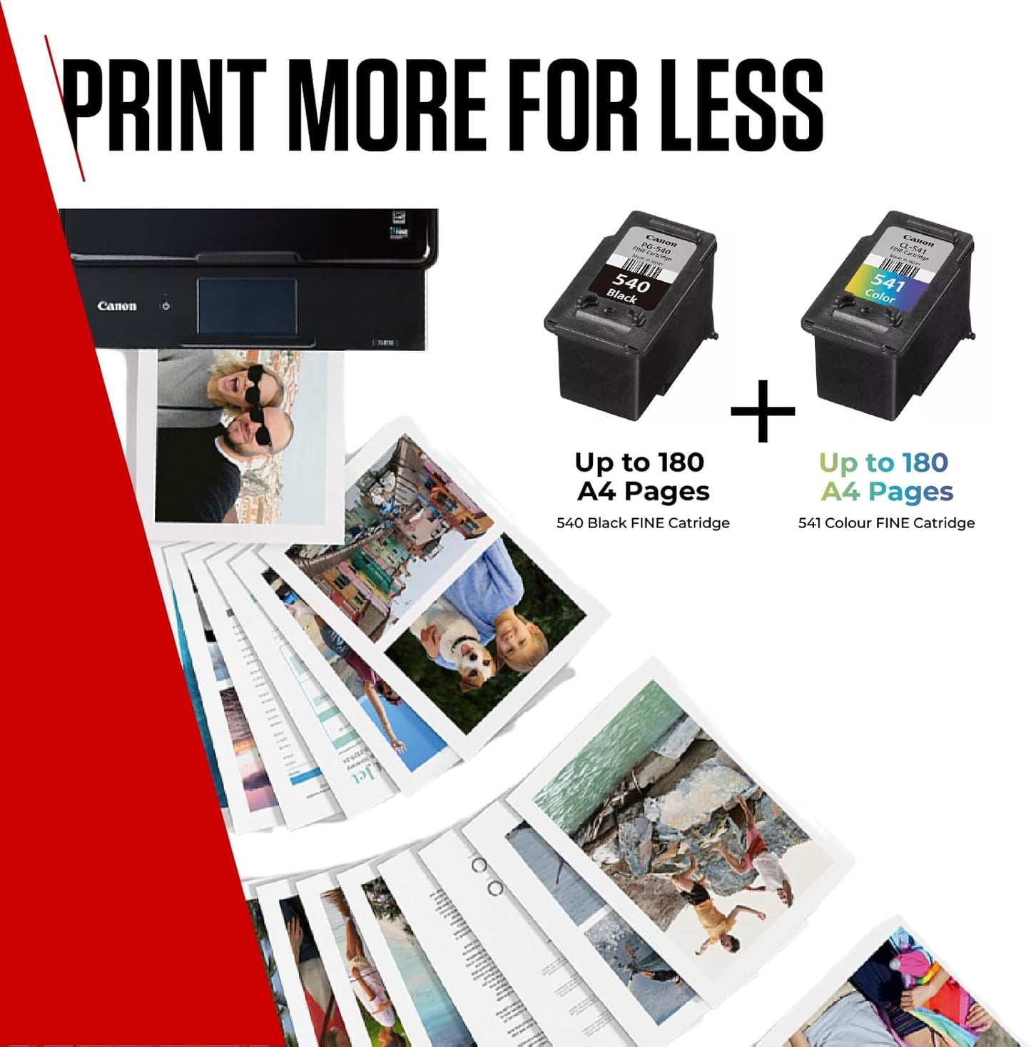 Canon Ink & Paper Multipack - PG-540/CL-541 Genuine Printer Ink Cartridges 2 Pack (1 x Black, 1 x Colour) & 4x6 Photo Paper (50 x Sheets)