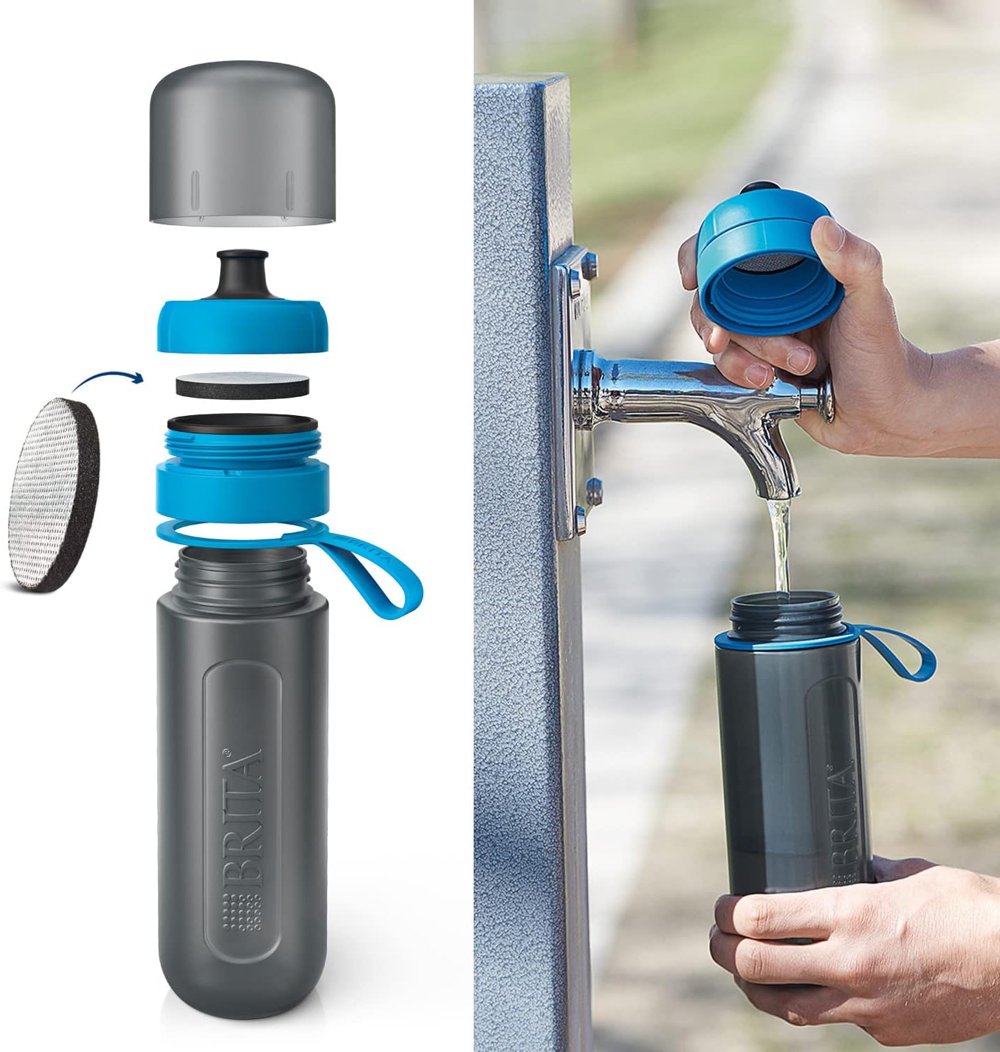 BRITA MicroDisc Replacement Filter Discs for FillandGo and Filter Bottles, Reduce Chlorine, microparticles and Other impurities - 3 Pack