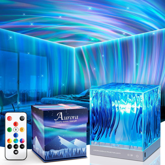 PIKOY Northern Lights Aurora Projector Light, 18 Colors Lighting Galaxy Projector Sensory Lights, Remote Timer Night Light Projector Lava Lamp, Led Lights for Bedroom Accessories Cool Stuff Gift