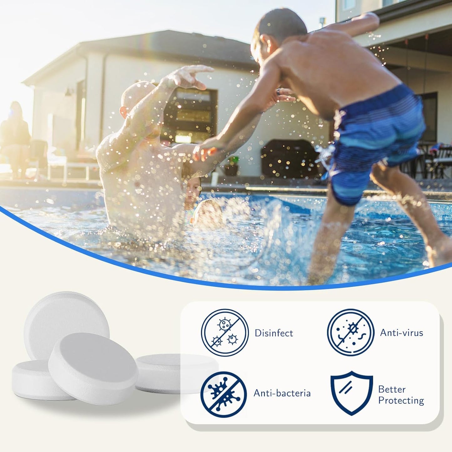 Chlorine Tablets for Hot Tub, 40 * 20g, 4-in-1 Dispenser Tablets for Swimming Pool Paddling Pool Spa Bathtubs