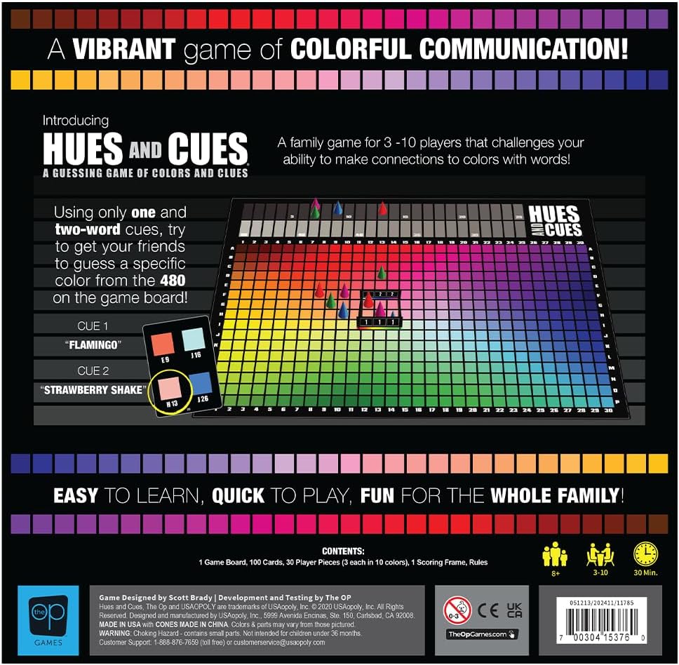 USAopoly | Hues and Cues | Guessing Board Game | Ages 8+ | 3-10 Players | 30 Minutes Playing Time