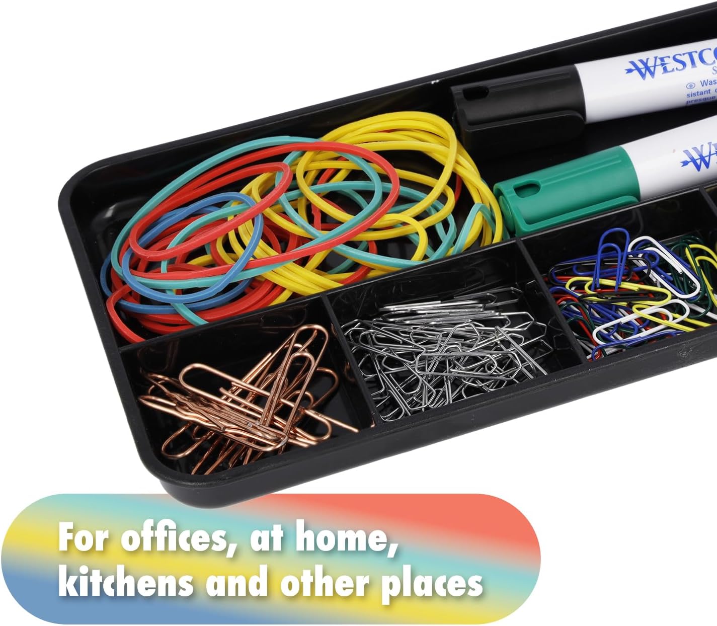 Westcott Rubber Bands 80g | Ca. 170 Colourful rubber rings in various sizes in a handy plastic container | Storage pack of household rubber bands ⌀ 60mm, 50mm & 38mm | E-10581 00