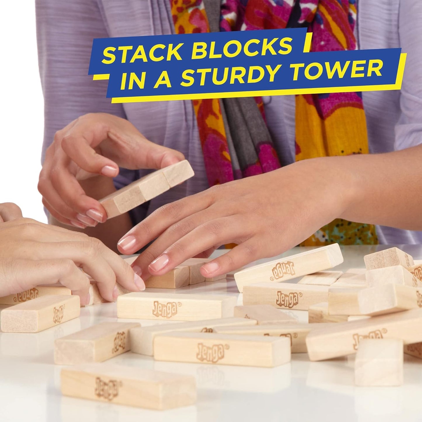Hasbro Gaming Jenga Family Game, Outdoor Games for Kids, Classic Strategy Stacking Game for 1+ Players, Fun for Parties, Travel, and Ages 6+
