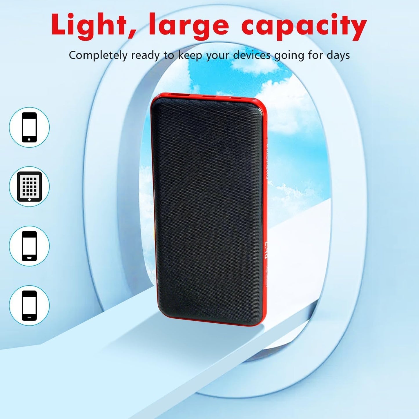 2-Pack Portable Power Bank – 10,600mAh with USB-C Input/Output & 2.4A Fast Charging – Compatible with Smartphones and More