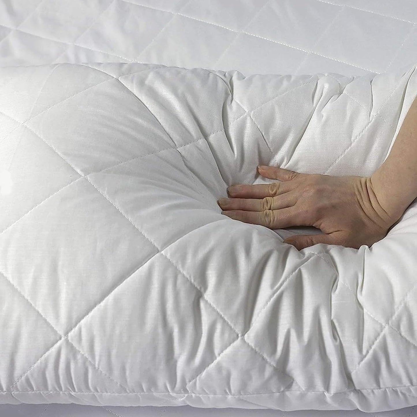 Adam Home Pillows 2 Pack Hotel Quality with Quilted Cover Hypoallergenic & Dust Mite Resistant Filling – Ideal for Stomach, Back and Side Sleepers Down Alternative Hotel Pillows