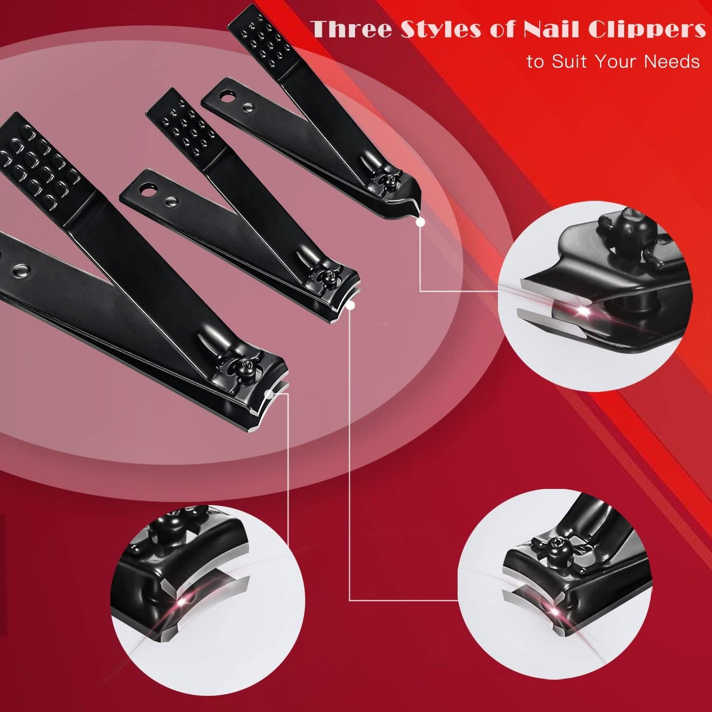 OWill Manicure Set, 18pcs Nail Clippers Pedicure Kit Nail Care Kit Manicure Professional Tools Gift for Men Women Friends and Parents (Black & Red)