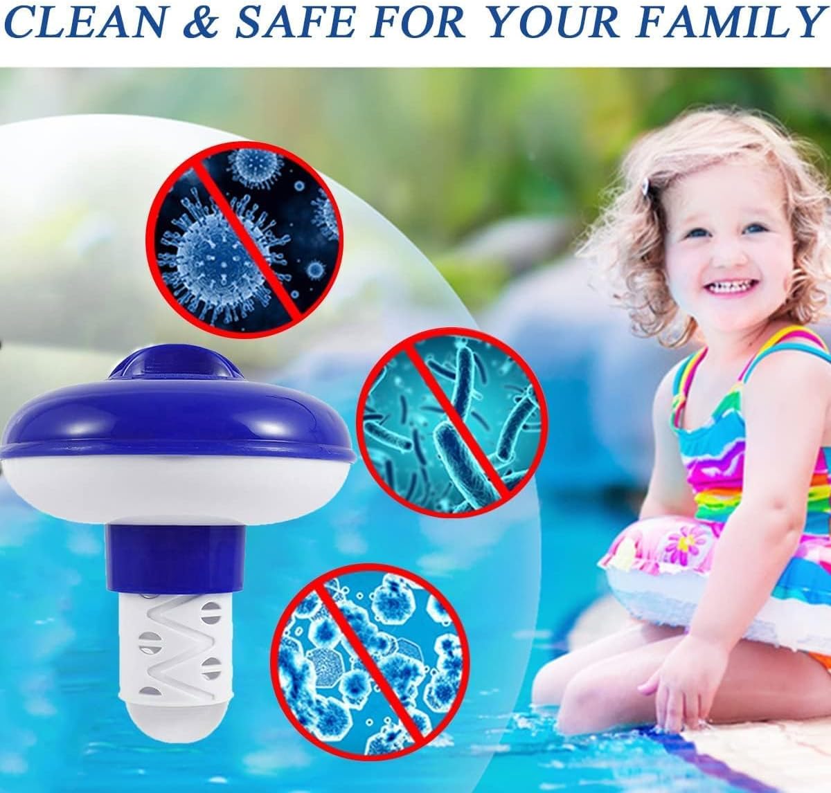 Floating Chlorine Dispenser for Hot Tub & Pool - Stretchable Tablet Dispenser (5 Inch)