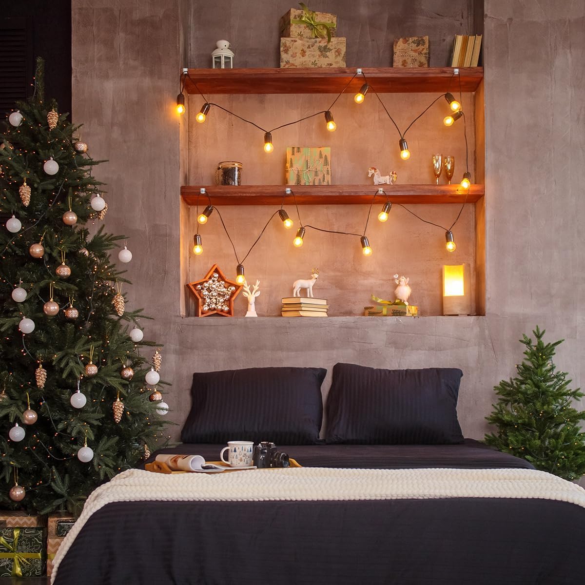 KGROTE 60Pcs Outdoor Light Hooks, Adhesive Fairy Light Clips, Sticky Cable Organizer Holder, Indoor Light Clips for Hanging Christmas Lights, Wall Cable, String Lights, Decorations (Clear, Small)