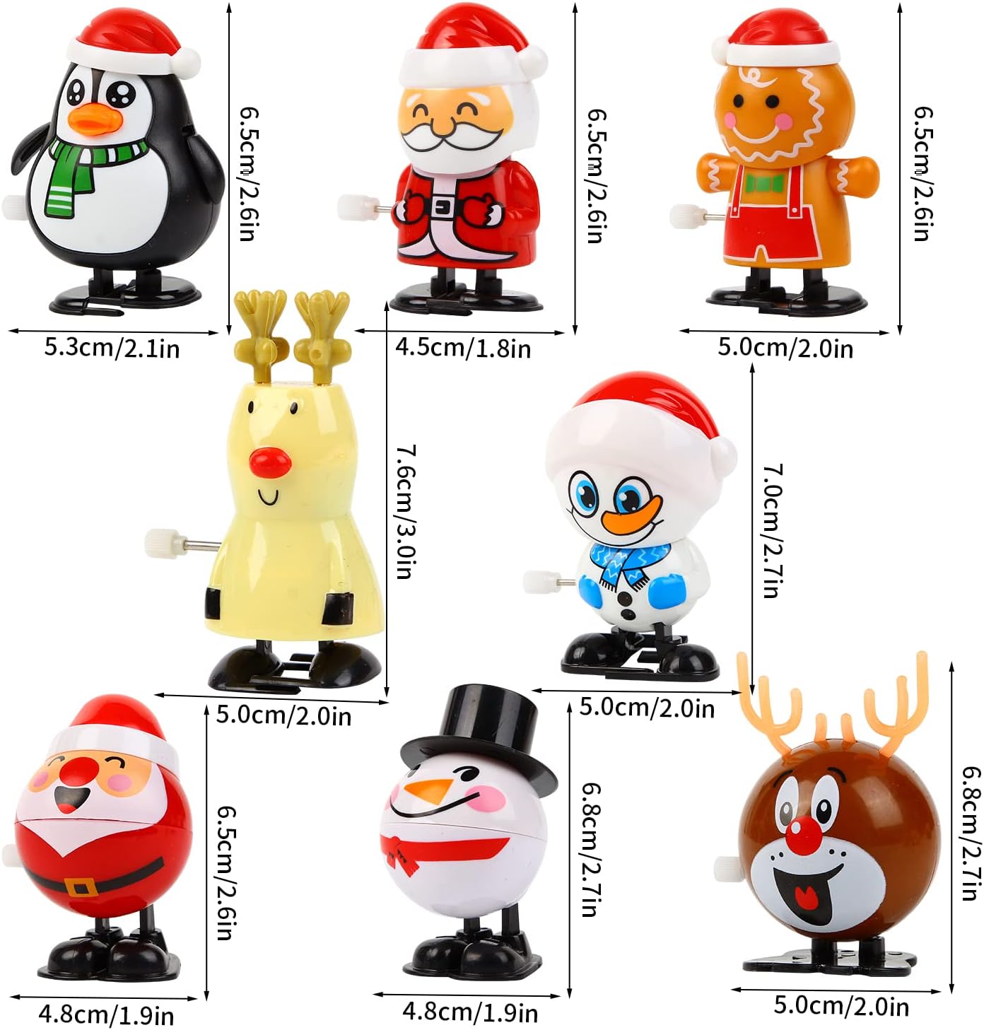 LOKIPA Christmas Wind Up Toys, 8 Pieces Assortments Christmas Clockwork Toys Xmas Stocking Stuffers for Kids Gifts