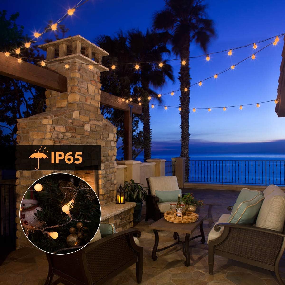 Fulighture Fairy Lights, 2 Lighting Modes, 16ft 40LEDs Ball IP65 Globe String Light Battery Operated, Decoraction for Indoor Lighting, Bedroom, Wedding, Party, Christmas, Tree