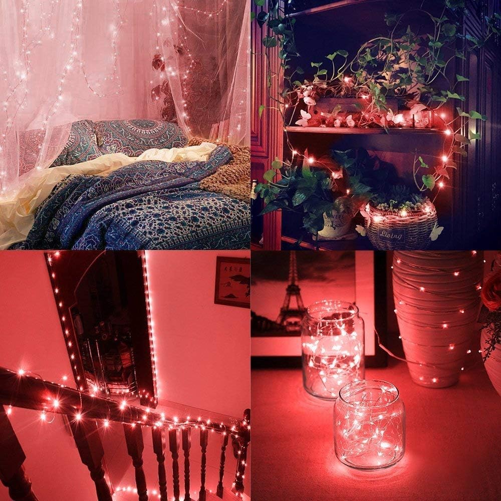 BOLWEO Battery Powered Fairy String Lights, 3M 30LEDs,Red Ambiance Lighting for Christmas，New Year's Eve，Valentines Day Decoration