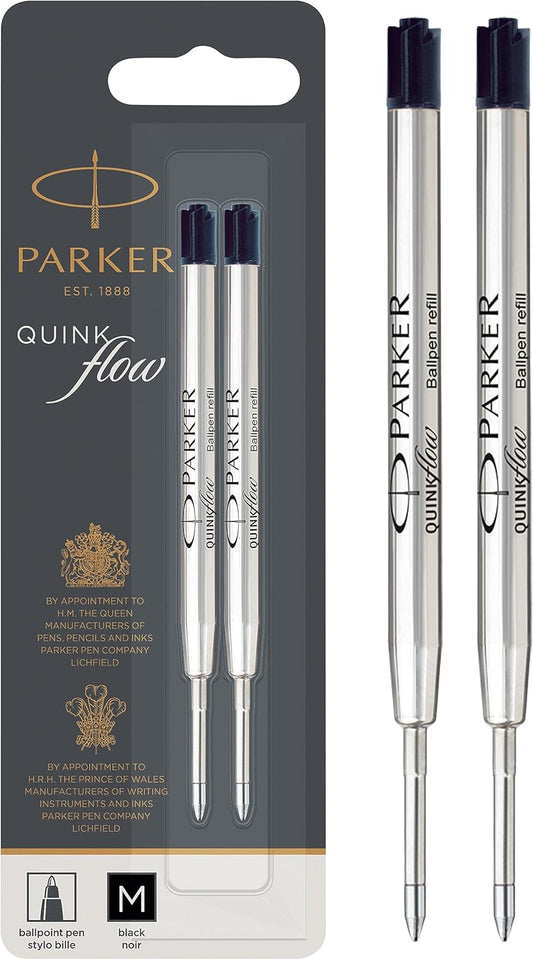 Parker Ballpoint Pen Refills | Medium Point | Black QUINKflow Ink | 2 Count