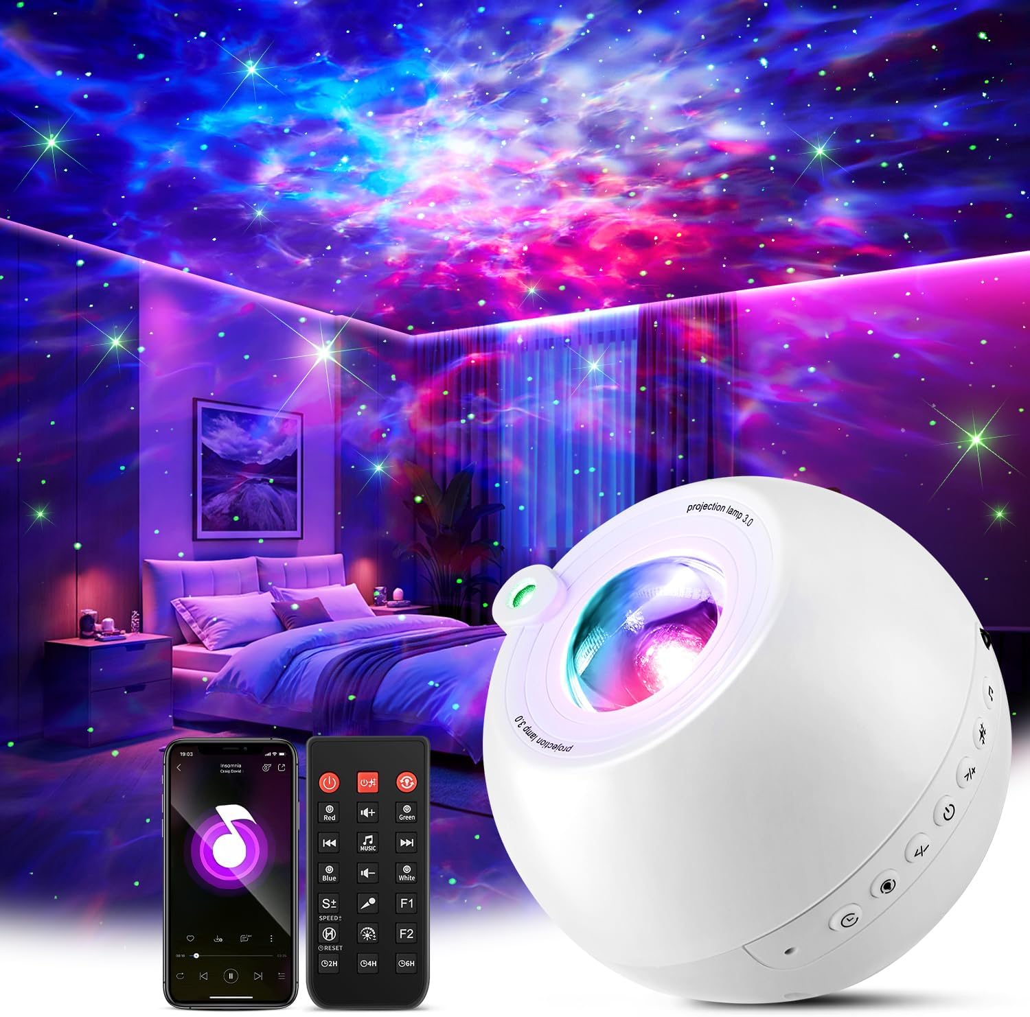 PIKOY Galaxy Projector Star Projector 15 Colors+White Noise Machine+Bluetooth Girls Gifts for Teen Boys Gifts for Women Christmas Gifts Christmas Decorations Christmas Lights Night Light Led Lava Lamp
