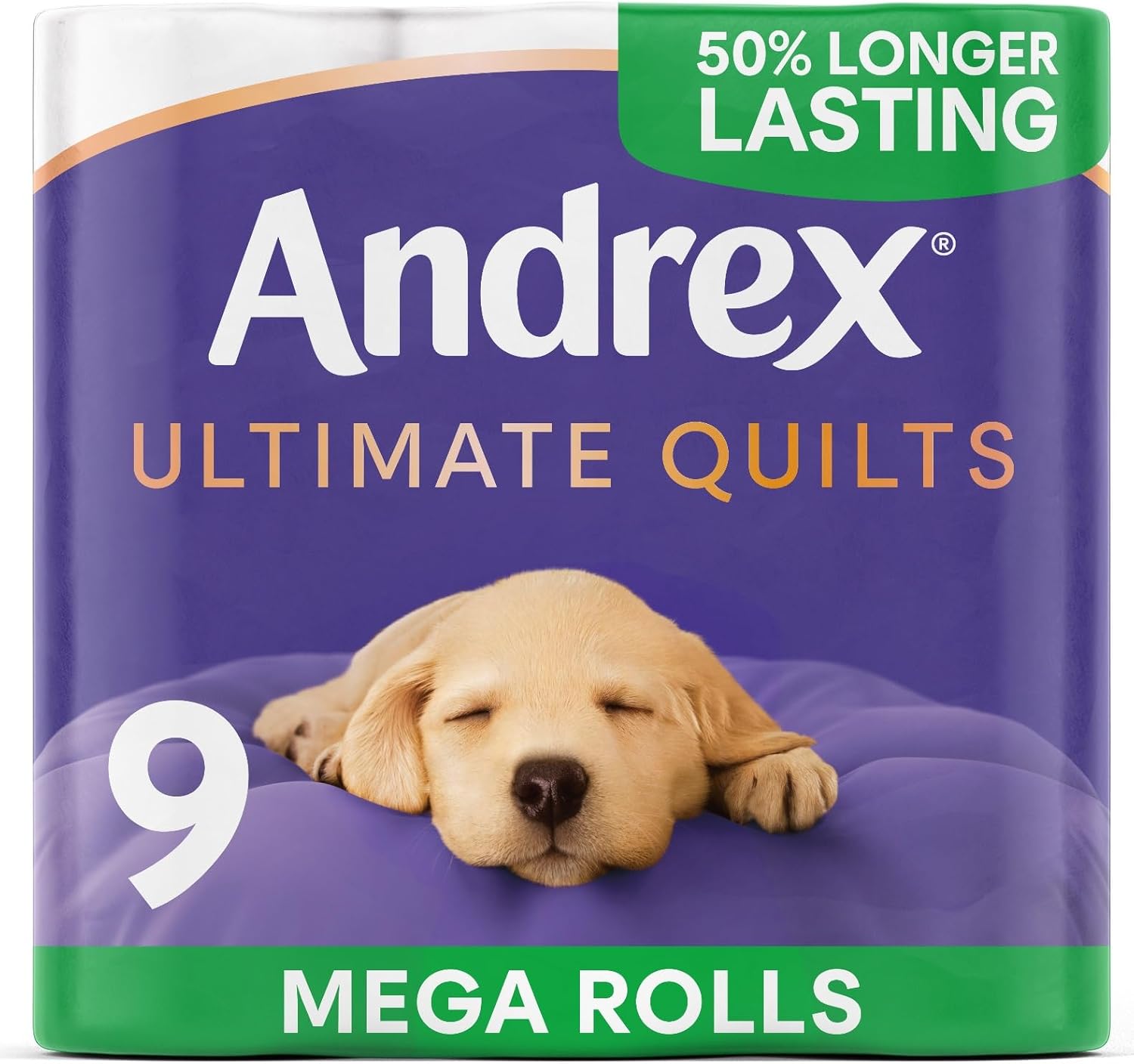 Andrex Ultimate Quilts 9 Mega Toilet Rolls = 13.5 Standard Toilet Rolls, 50% Longer Lasting Paper, Air Pocket Technology for Soft, Thick Sheets, FSC Certified