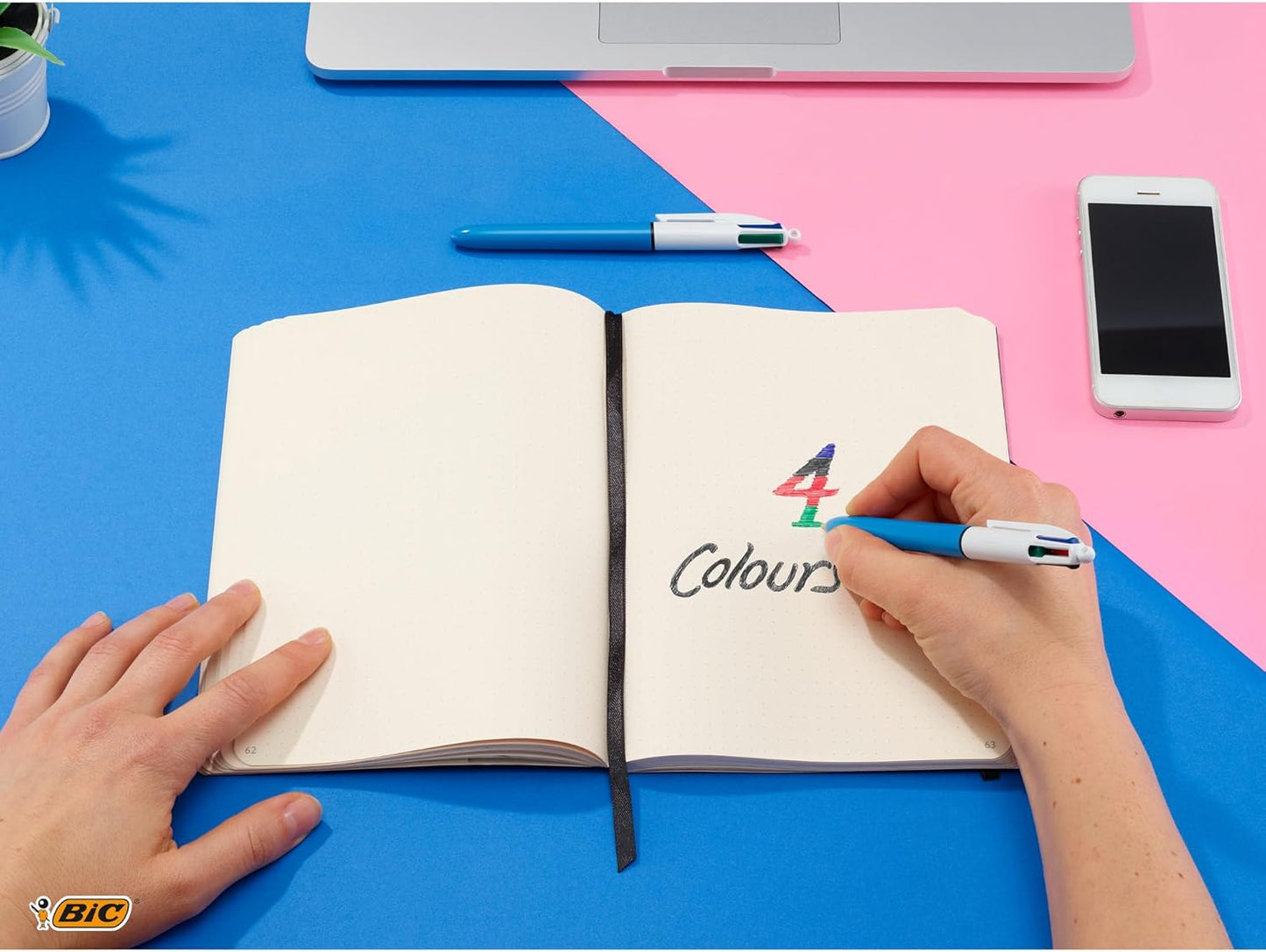 BIC 4 Colours Original Pens, Multi Coloured Pens All In One, Biro Pens, Medium 1.0mm, Green, Blue, Red, Black, 3 Pens Per Pack, 1 Pack