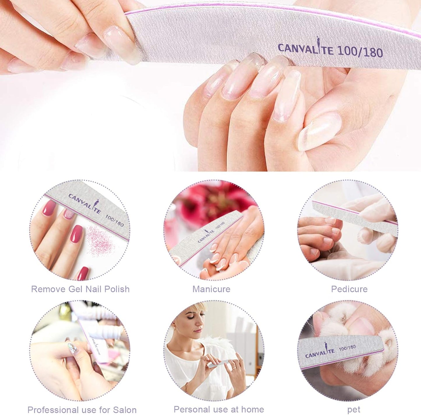 10 PCS Professional Nail Files Double Sided Emery Board(100/180 Grit) Nail Styling Tools Pet Grooming Tools for Home and Salon Use